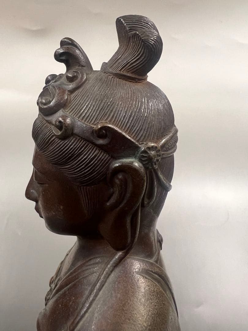 ［美品］銅製聖観音像　共箱￼高村光雲作
