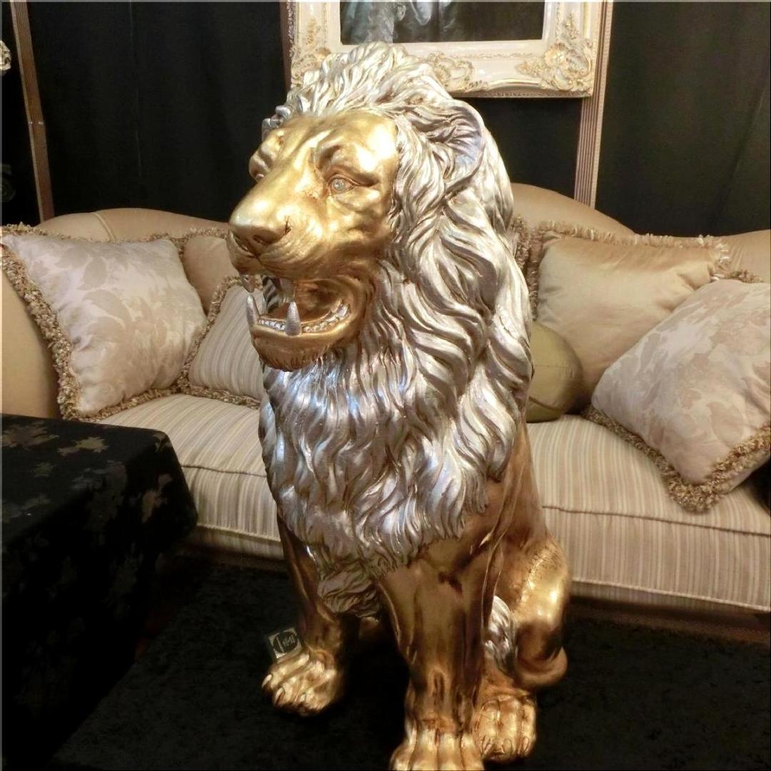 イタリア製　アニマルオブジェ　ゴールドライオン