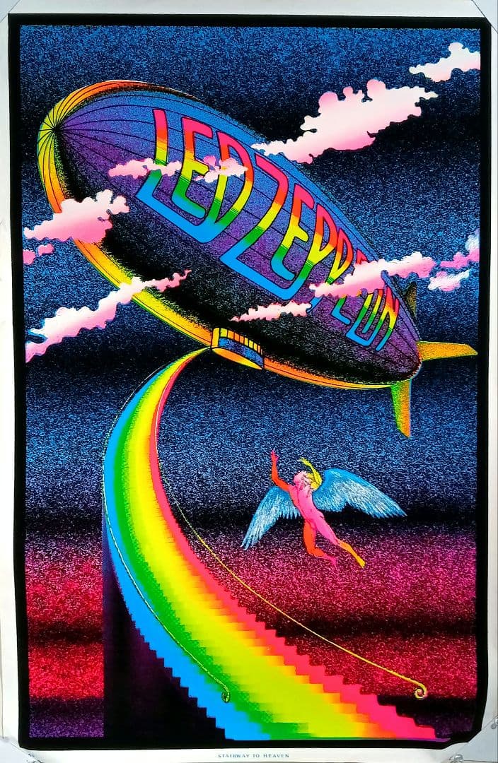 希少美品90sビンテージ ベルベットポスター『天国への階段』レッド・ツェッペリン