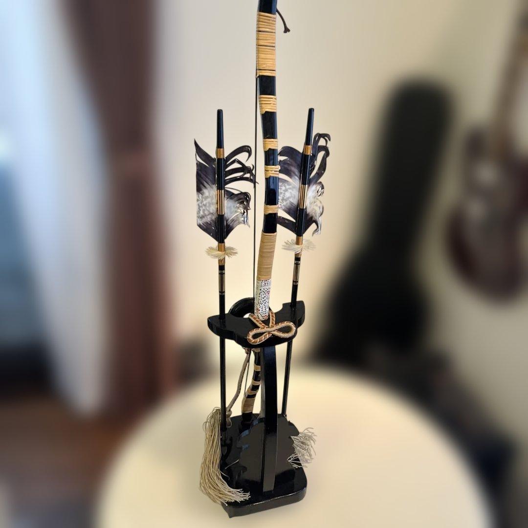 木製　御弓太刀飾　スタンド付き　藤栄作