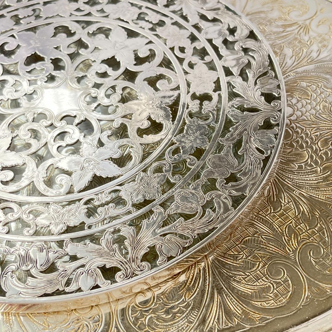 【WEBSTER】【純銀/ガラス】のティーセンター 20cm！スターリング