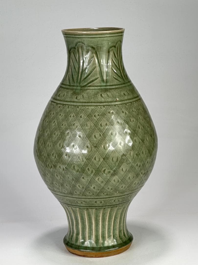 中国美術　龍泉窯　天龍寺　青磁　七官　花瓶　花器　時代　古物　唐物　明時代？