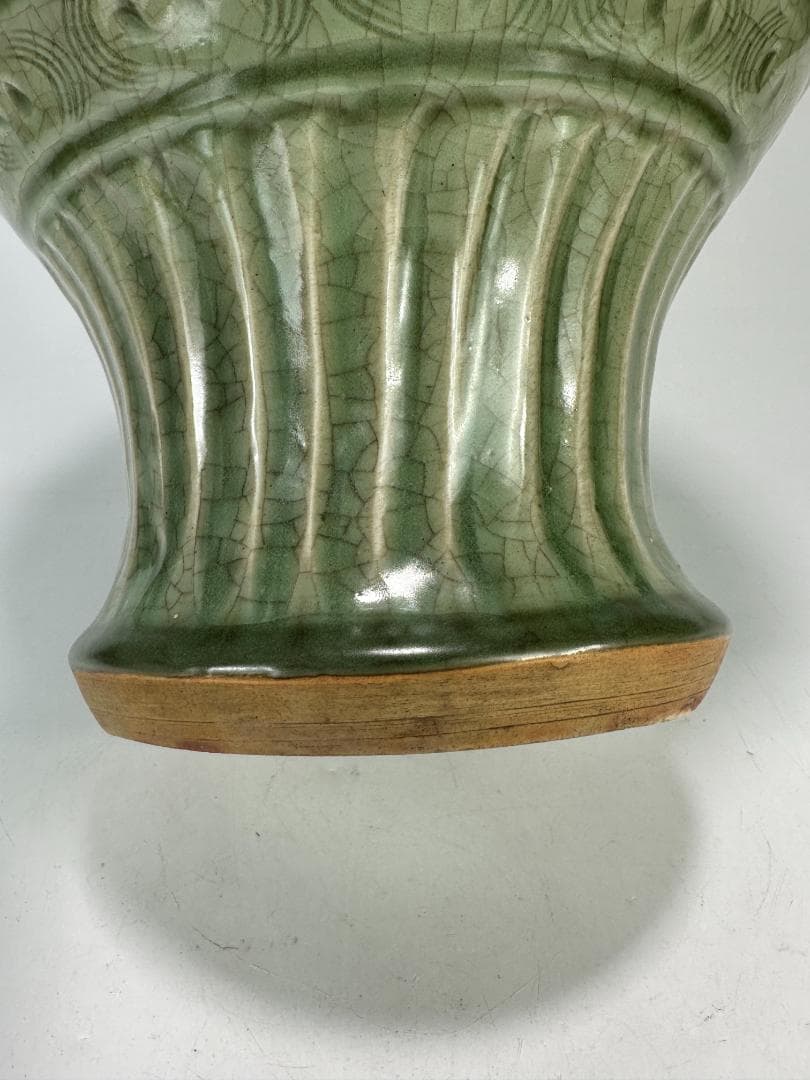 中国美術　龍泉窯　天龍寺　青磁　七官　花瓶　花器　時代　古物　唐物　明時代？