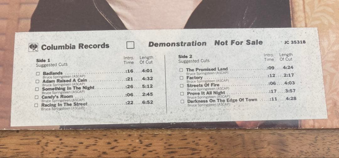 ◾️究極!!最高音質USオリジナル白ラベルプロモ盤■BRUCE SPRINGSTE