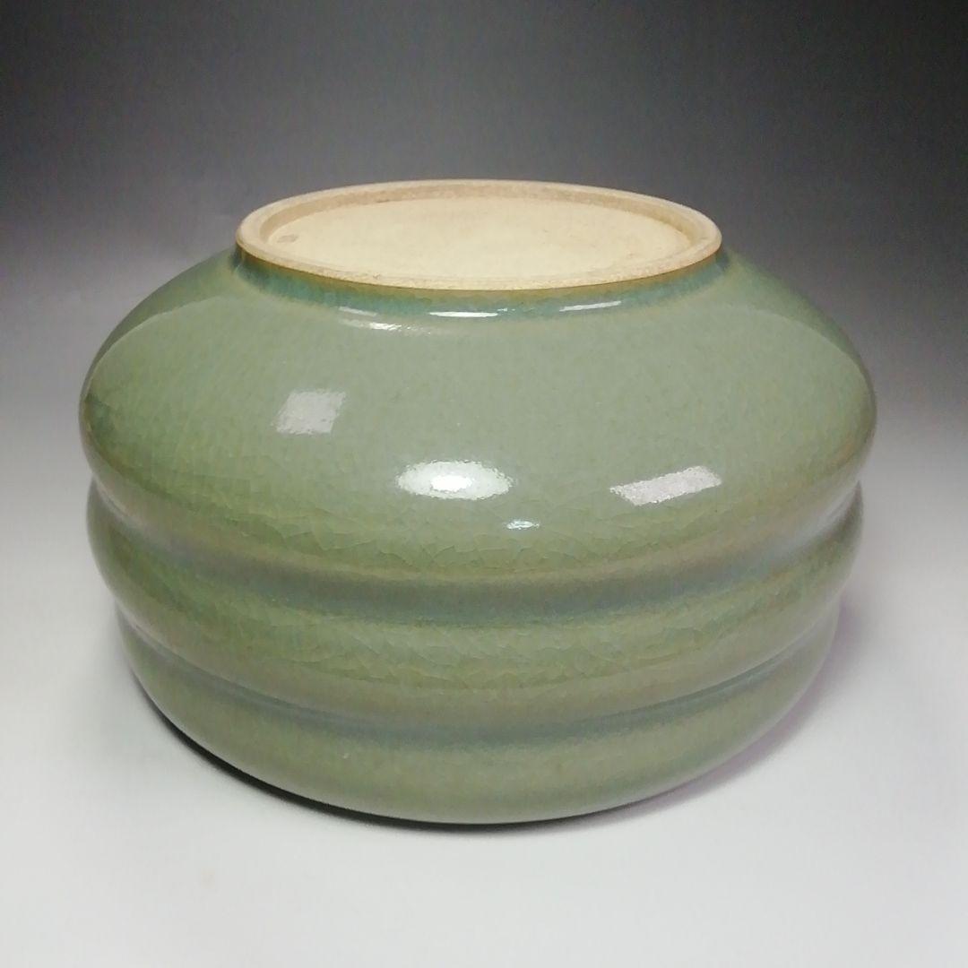 Ｓ５３０　水指　『多田青磁』『田村雲洞作』『平水指』　共箱　茶道具