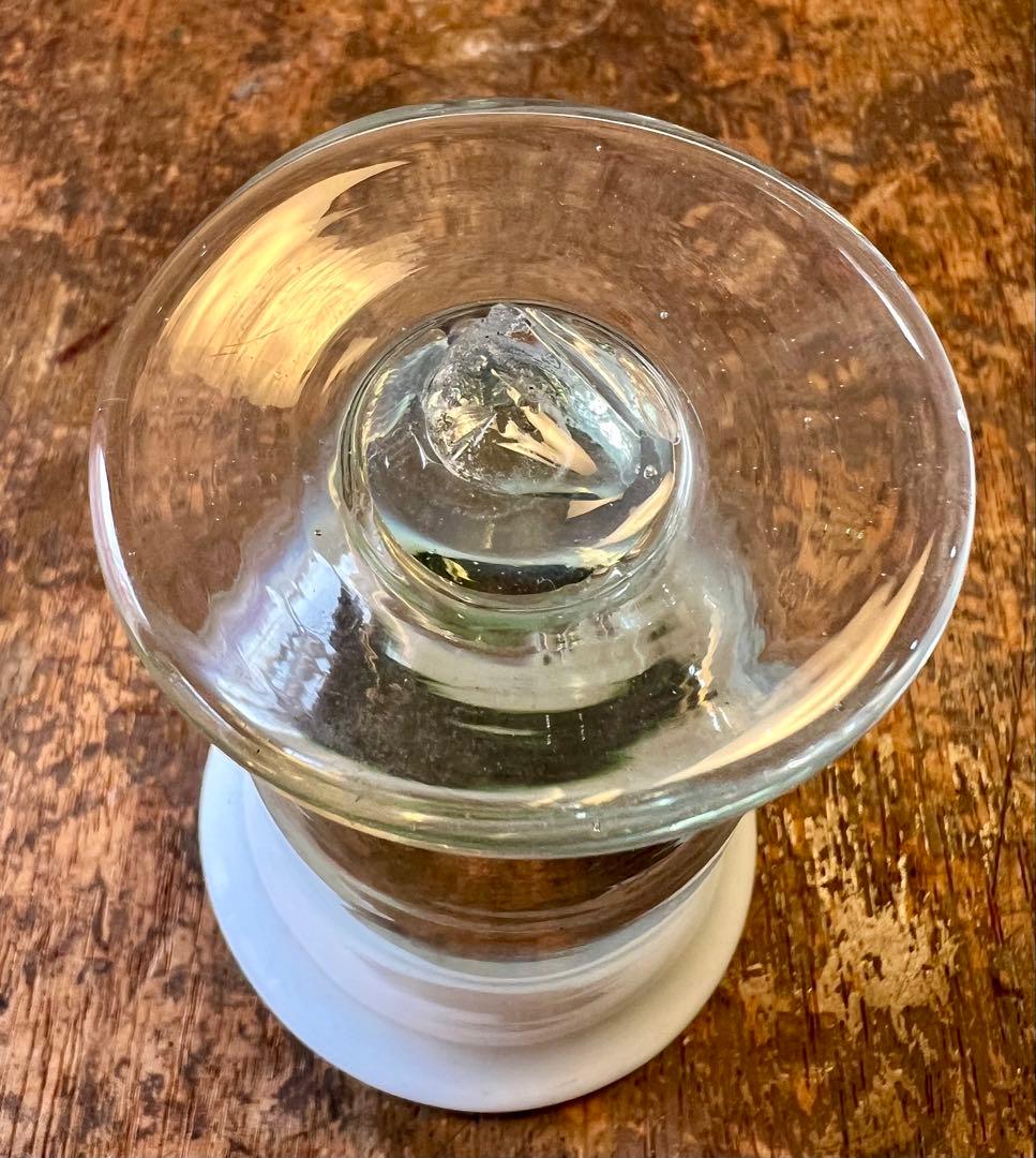 大正ロマン　筒型氷コップ　乳白縁緑　ウランガラス　和ガラス　アンティーク　古道具