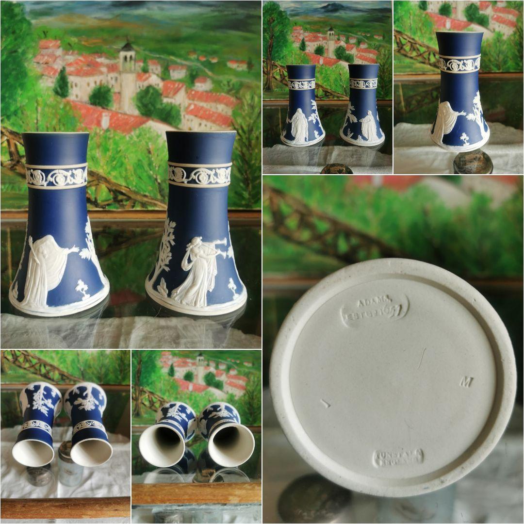 アンティーク英国 アダムスジャスパー カメオ技法 ラッパと収穫の女性像のベース