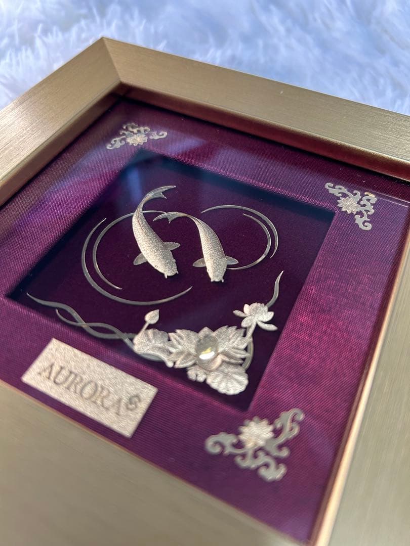 【逸品?】AURORA 置き物 鯉 花 額