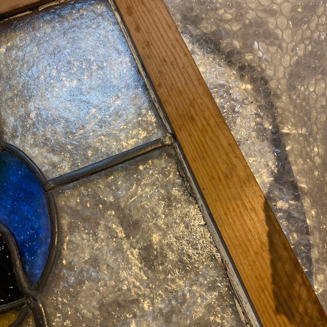 花のモチーフ ステンドグラス 木製フレーム