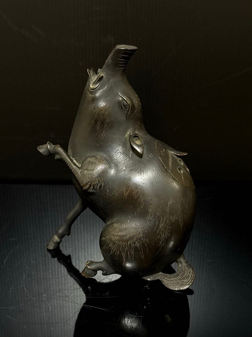 江戸期 古銅 極上 細密造形美 猪型 香炉