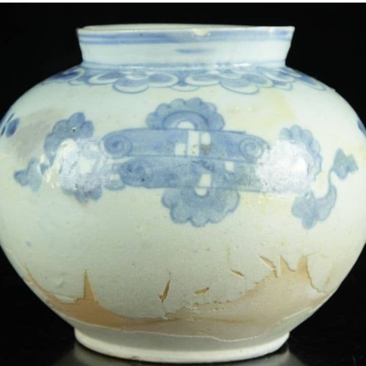 李朝時代 染付壷 15cm 朝鮮古陶 唐物骨董