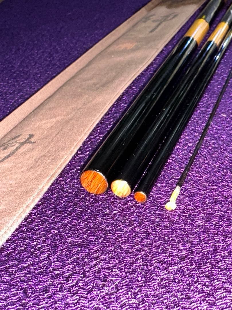 初代 源竿師 1966年製作 竹粋 12尺1寸 黒節巻 4本継 漆かけ綿握り