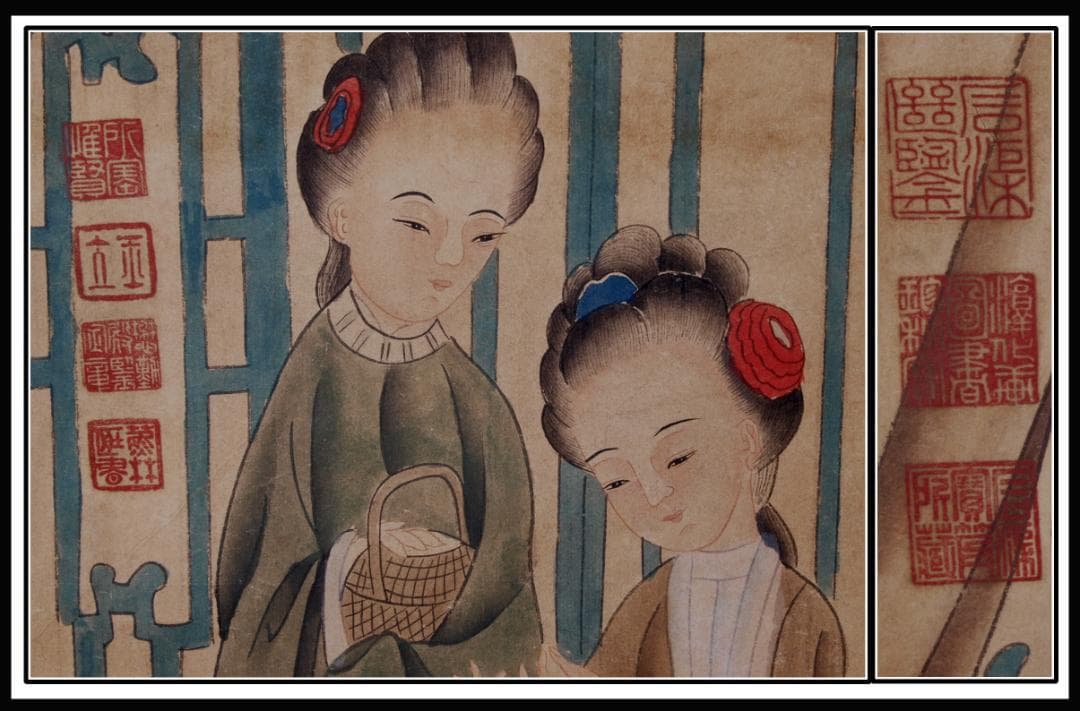 中国清時代掛け軸　肉筆水彩絵唐物骨董品 AK689A12-2