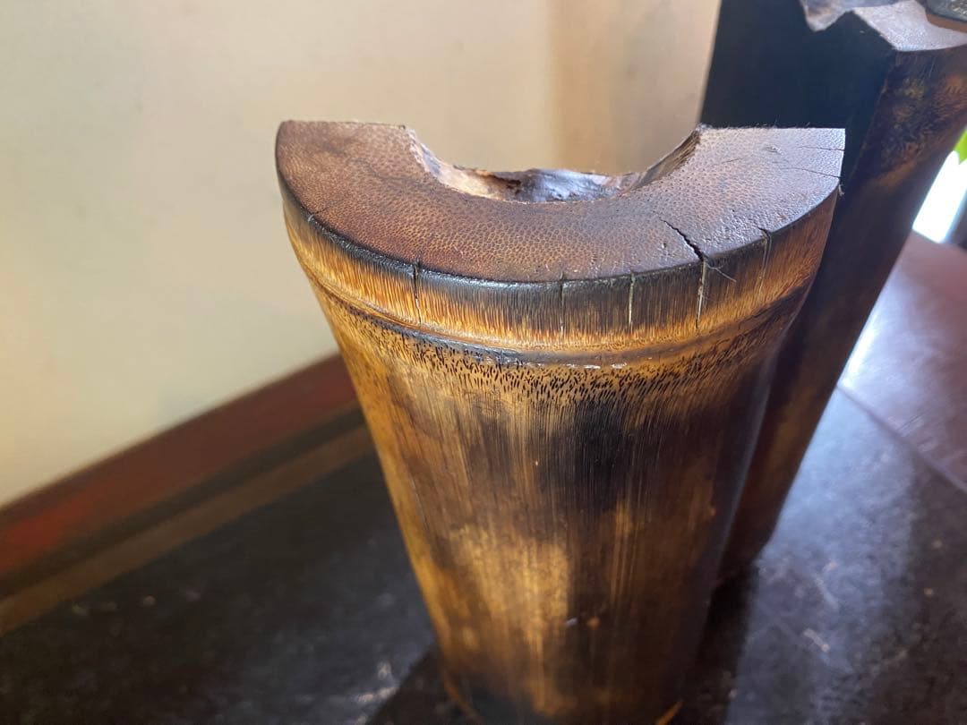 ヴィンテージ　錫製カエル付・ペア　　バンブーブックスタンド　レア