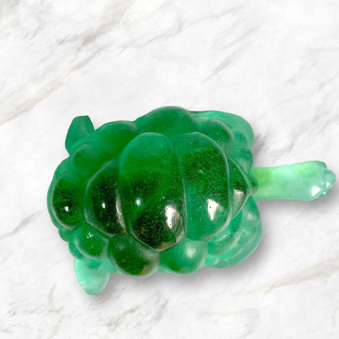 ドームフランス　置物　緑　亀　カメ　　クリスタル　水晶　ナンシー　daum