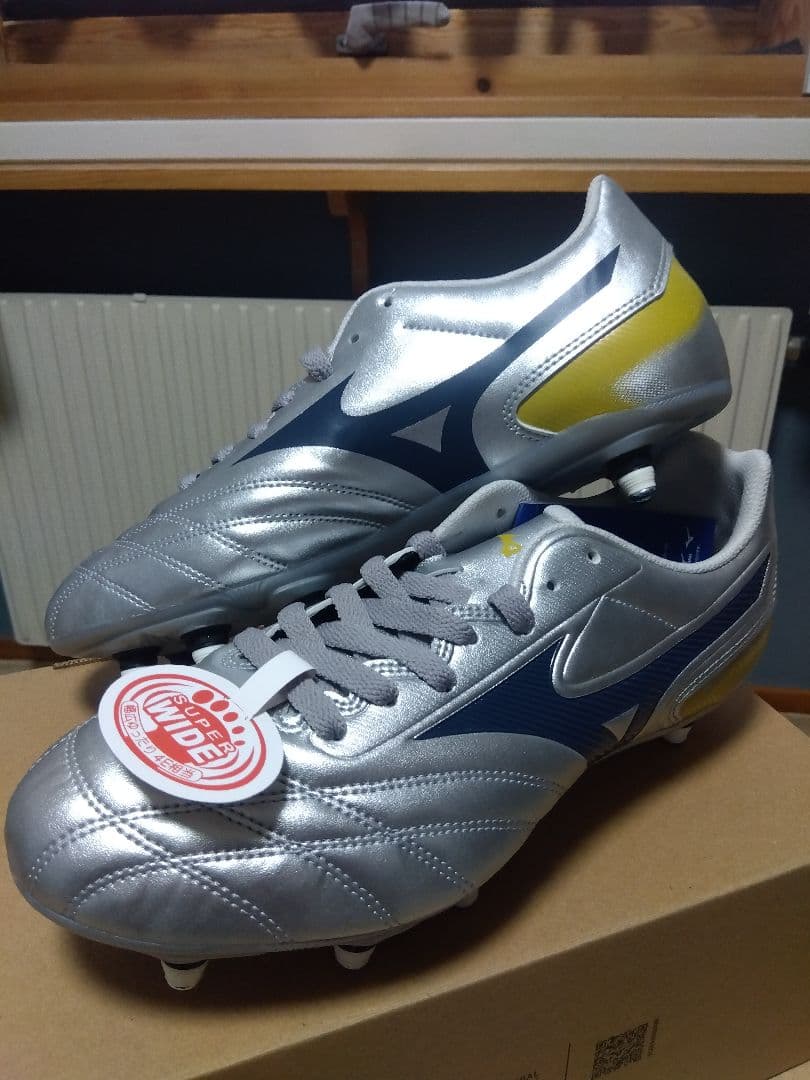 ラグビースパイク／ミズノ／28.5／シルバー／R1GA250104／新品