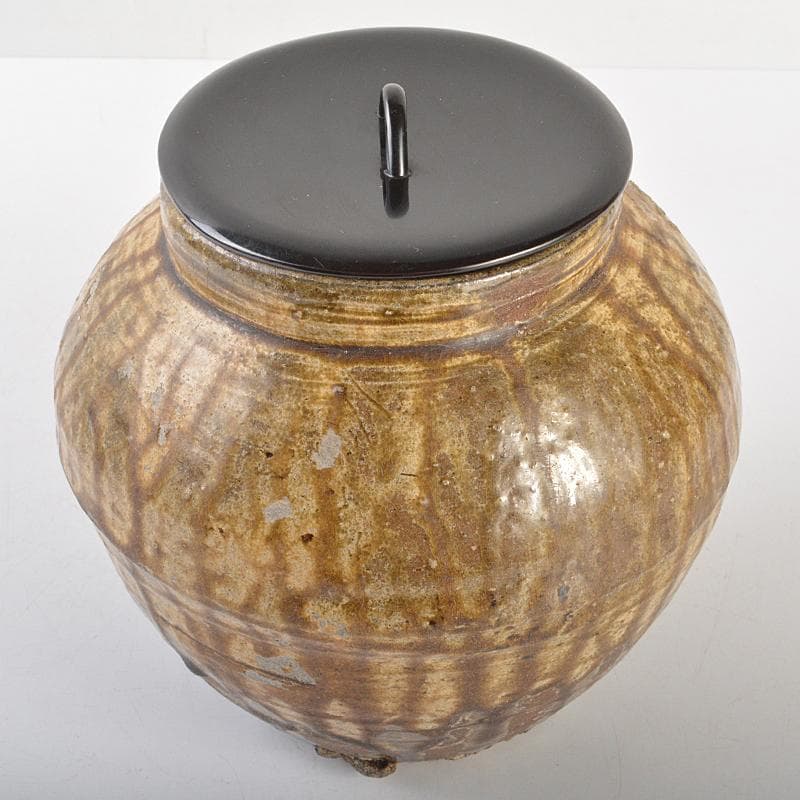 茶道具　韓国陶芸選　伊羅保　水指　箱付　V　R7210B