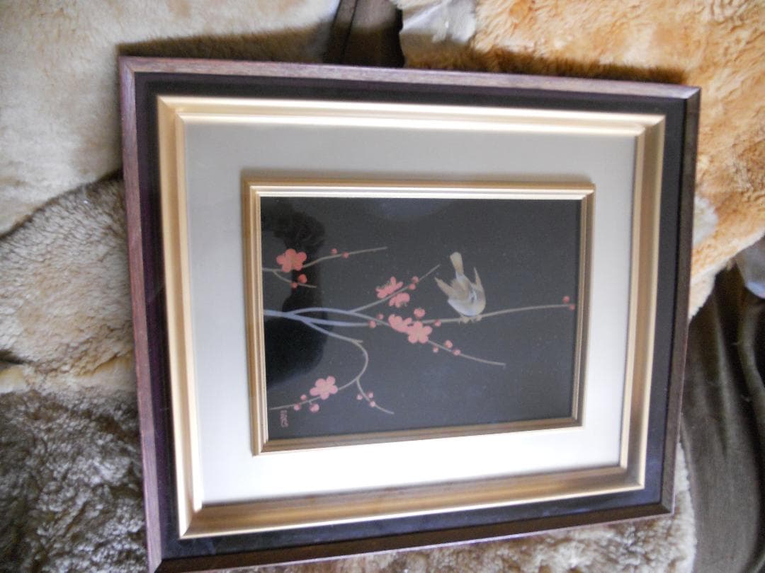 西塚朝光 蒔絵 「 紅梅 」 昭和 モダニズム 絵画 日本画 漆芸 漆画 です。