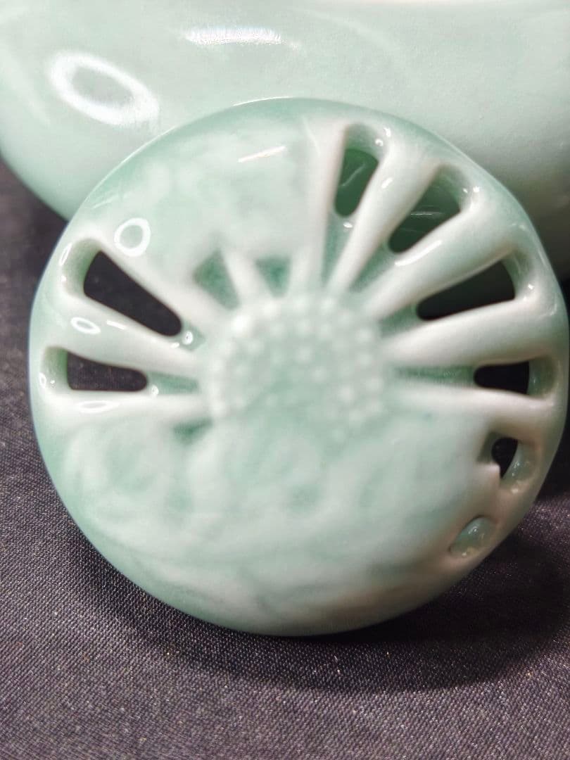 茶道具 鍋島青磁 香炉 魯山窯 共箱 未使用美品 旧家蔵出し 時代物