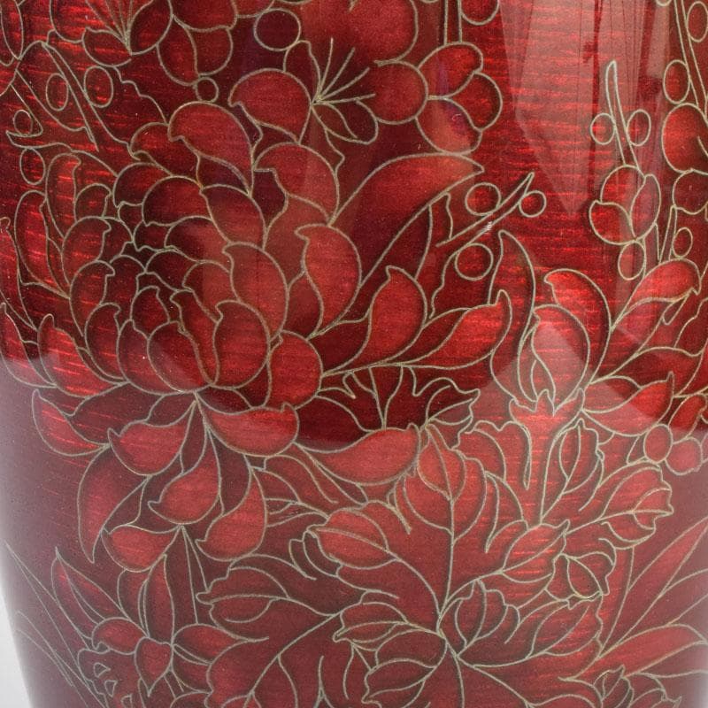 七宝焼　四君子文　花瓶　時代箱　V　9058