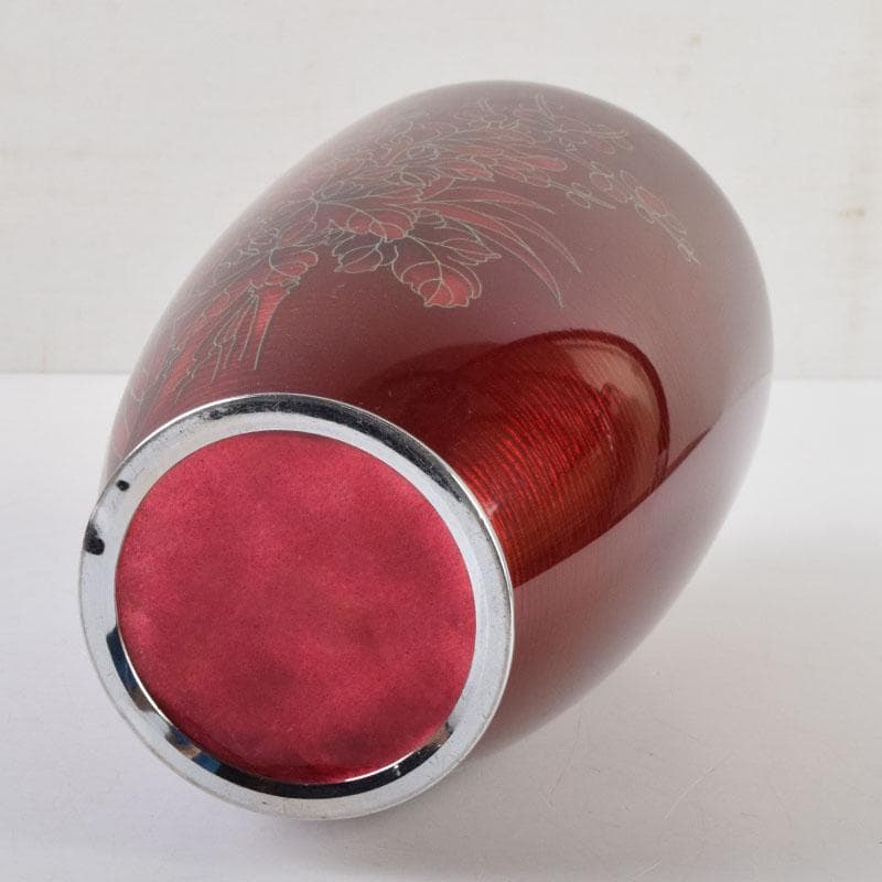 七宝焼　四君子文　花瓶　時代箱　V　9058