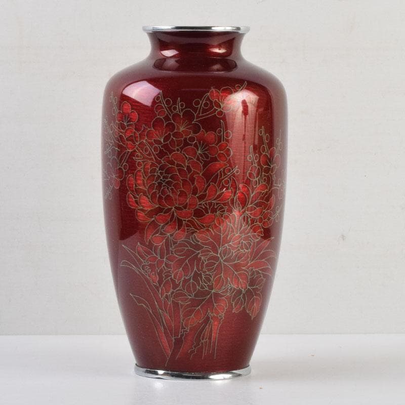 七宝焼　四君子文　花瓶　時代箱　V　9058