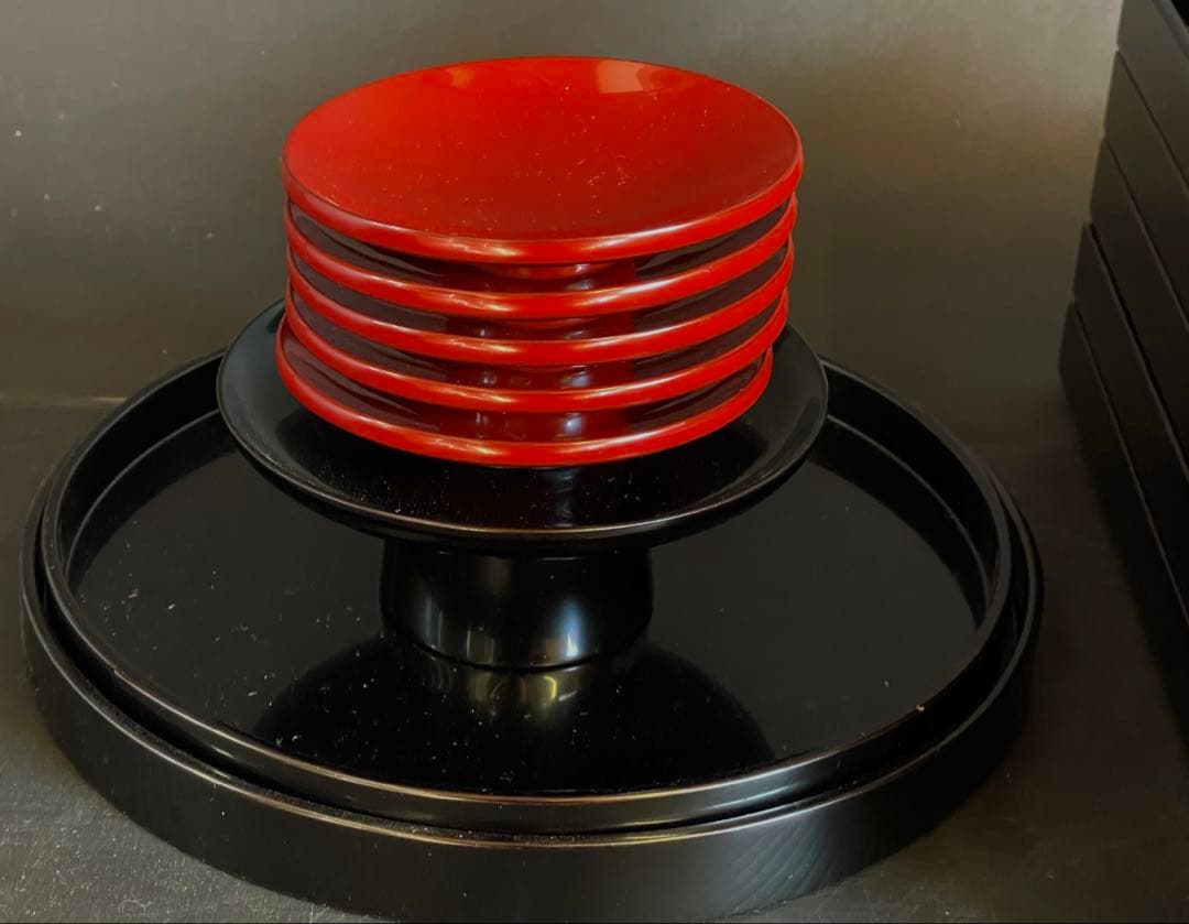 「母」 利休好 輪島塗 懐石具揃 懐石家具 懐石道具 五人前 木製（109あ③）