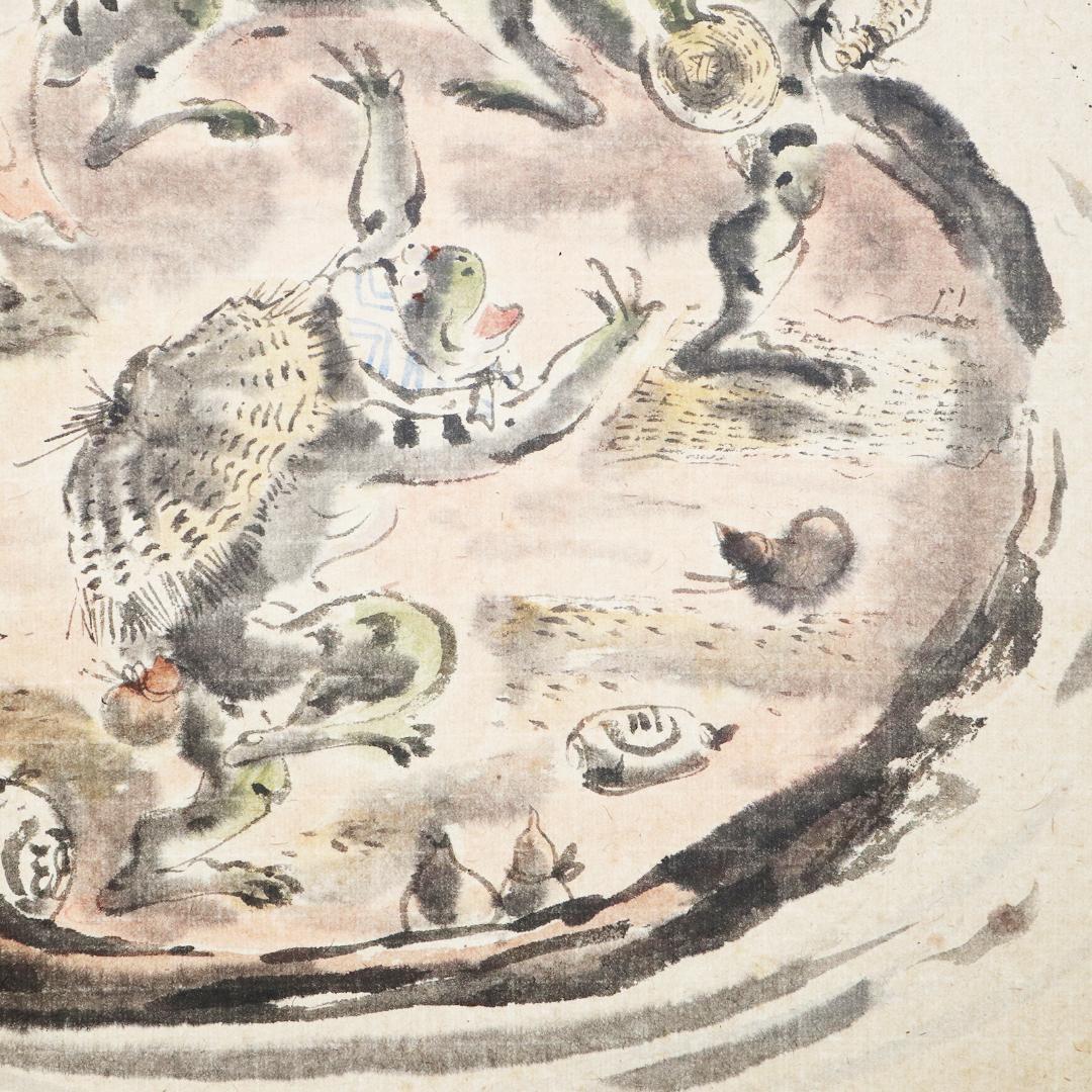 掛軸 笹川和也 柳舟　紙本　共箱 肉筆　尺八立