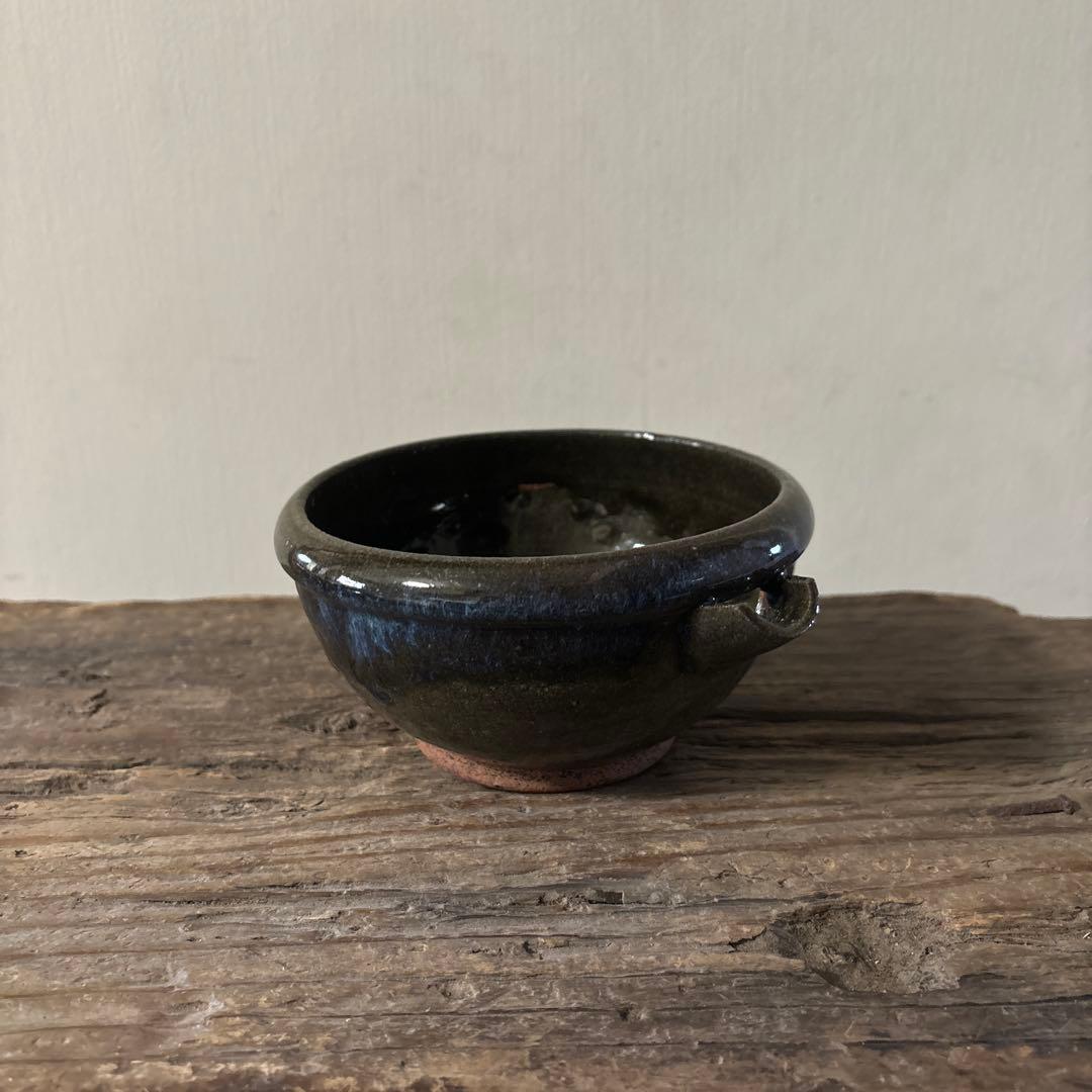 古い平清水片口　酒器　アンティーク　骨董　黒釉　 古美術　白洲正子　検:李朝