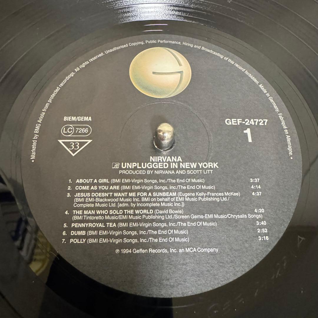 NIRVANA / UNPLUGGED IN NEW YORK EU盤レコード
