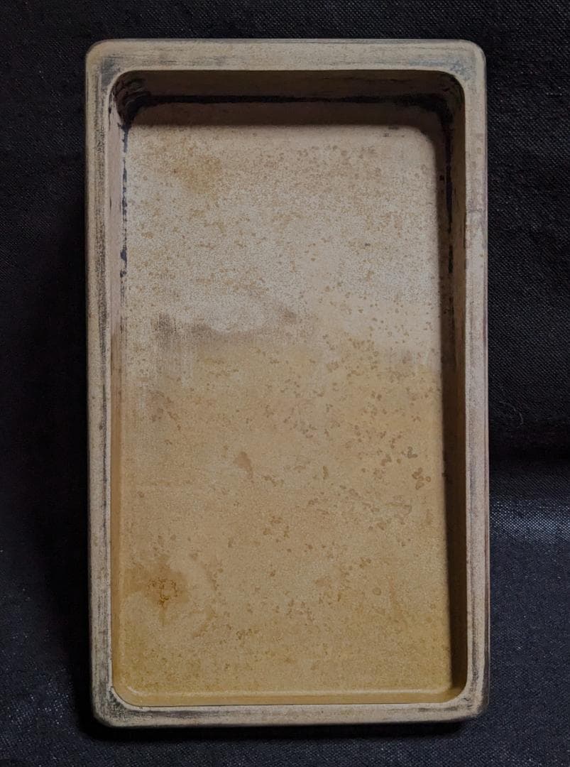 【澄泥硯　鱔魚黄　特大12吋】◆唐木天地蓋◆蘇州霊巌山◆文房清玩◆検→端渓・歙州