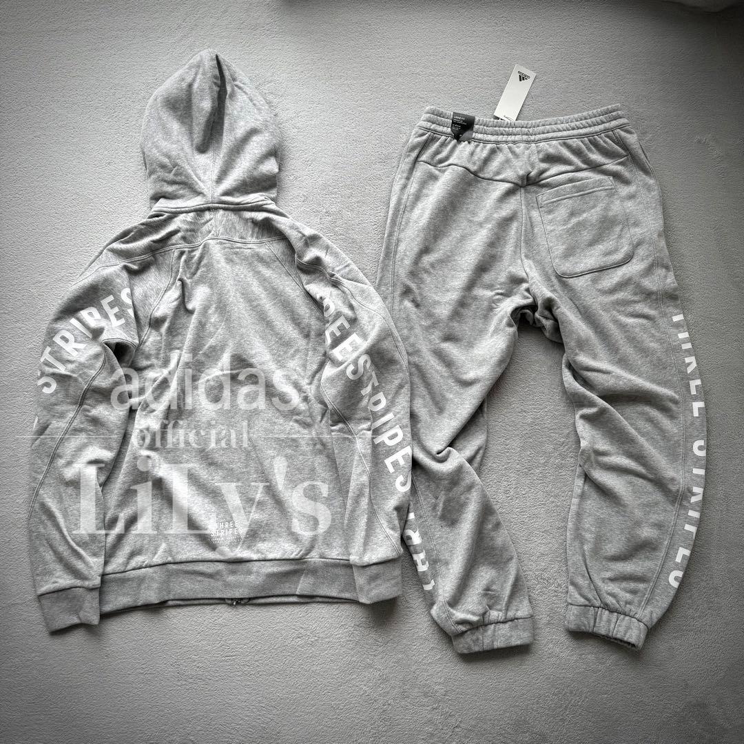 新品　adidas上下セット　グレー　Ｌ　THREE STRIPES アディダス
