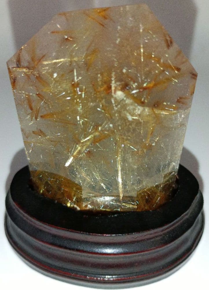 レア ゴールド タイチン ルチル 原石 クラスター 台座付き 高さ7.1cm