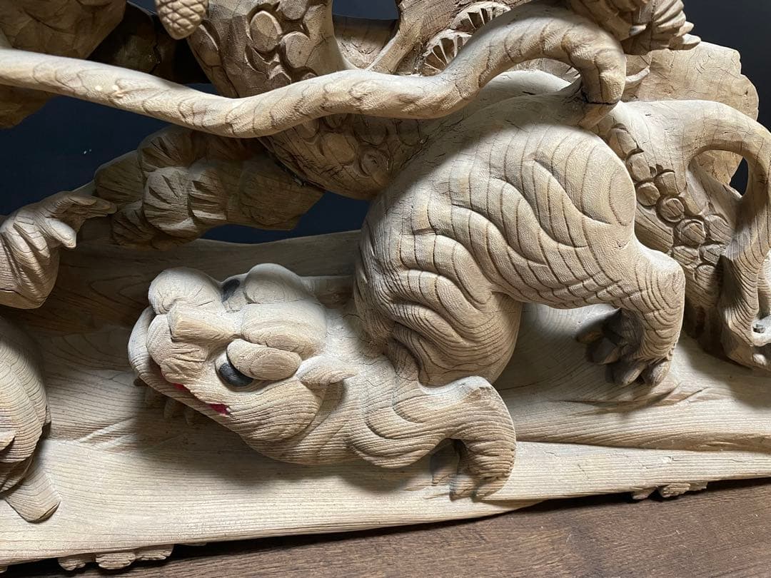 大型　蟇股　 彫刻 木彫　 彫刻工芸品　骨董品　幅131cm