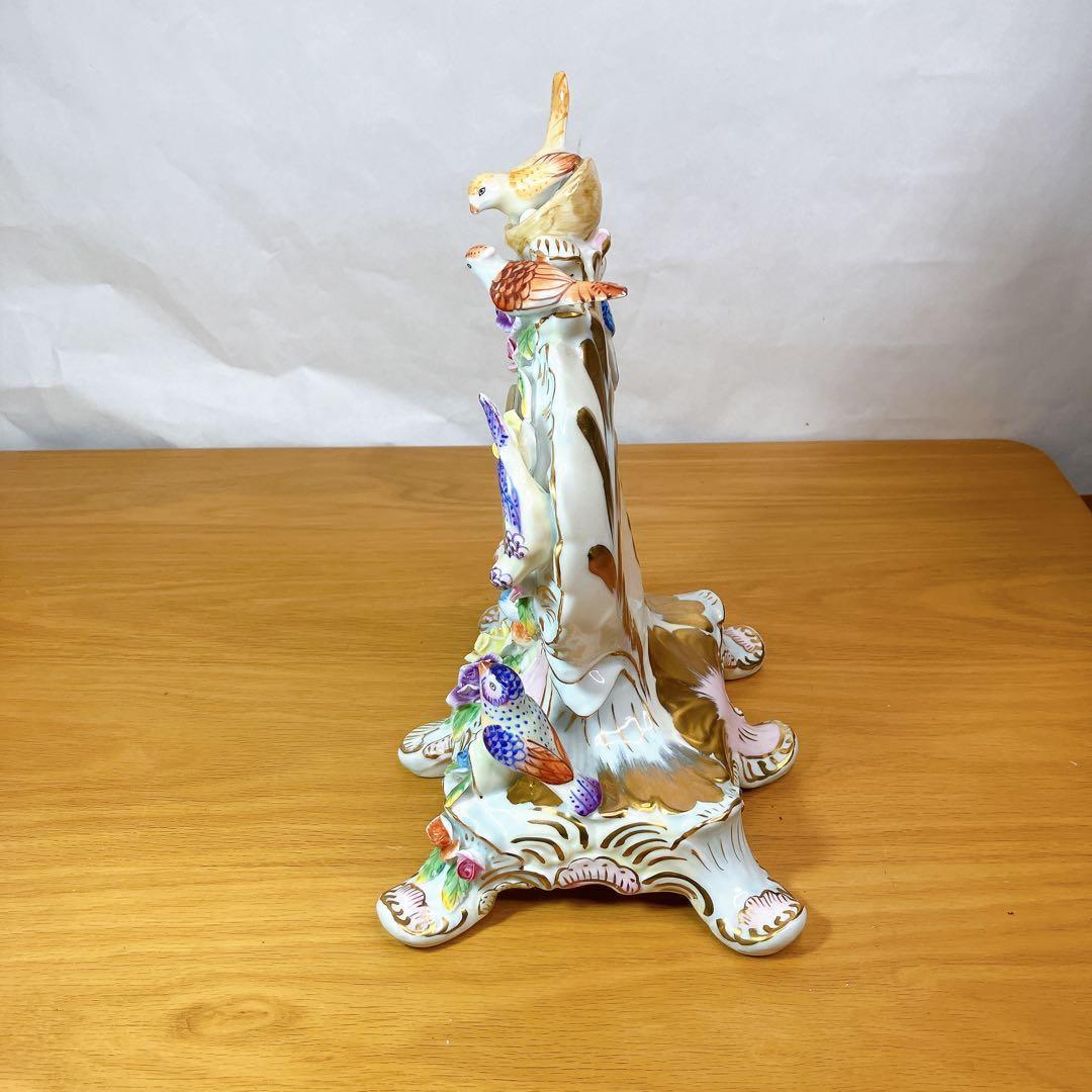 FINE PORCELAIN 鳥と花 陶磁器 置時計 ロココ調 薔薇 立体装飾