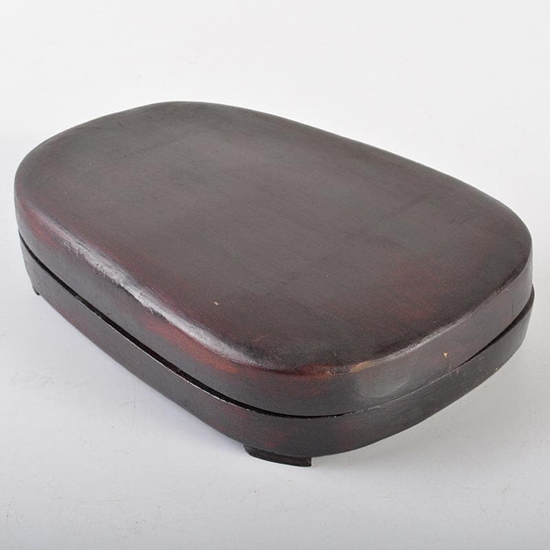 中国　書道具　神獣刻　端渓硯　唐木箱付　V　R7062