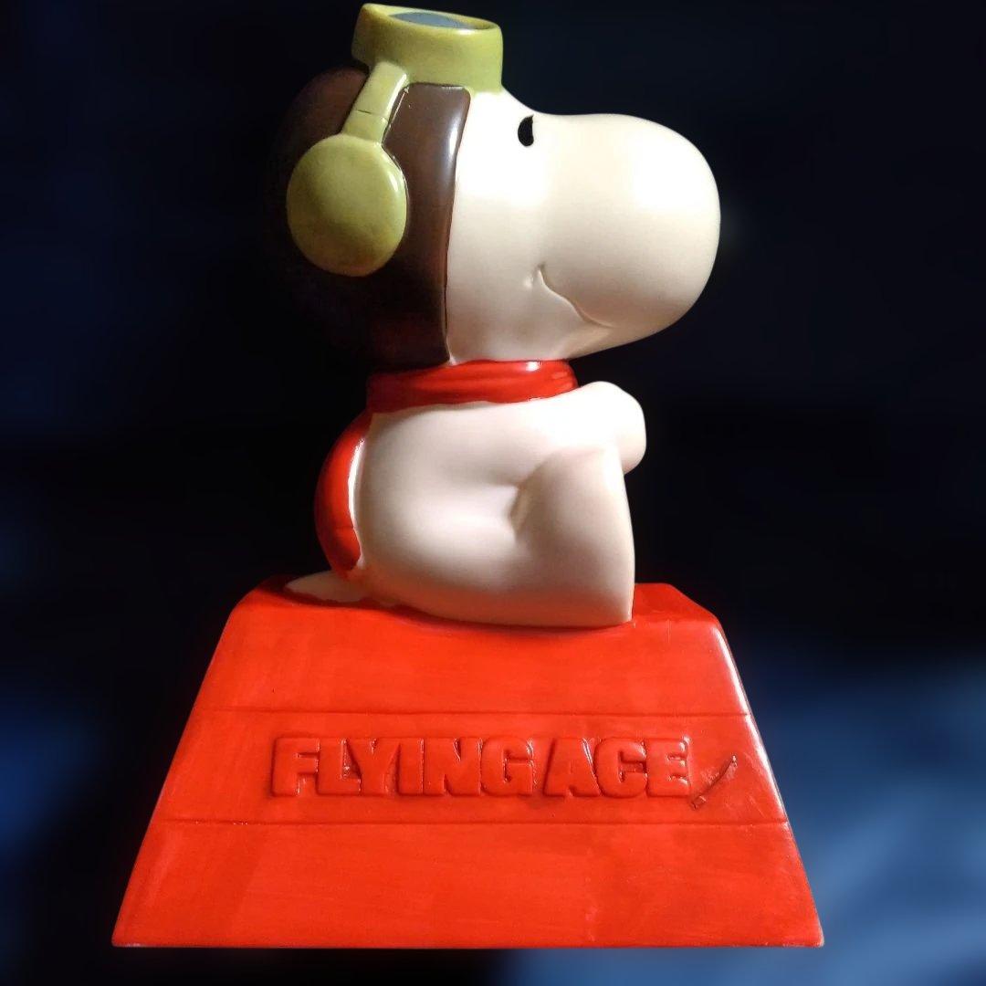 スヌーピー ゴーグル付きフィギュア ソフビ　貯金箱　レア　美品