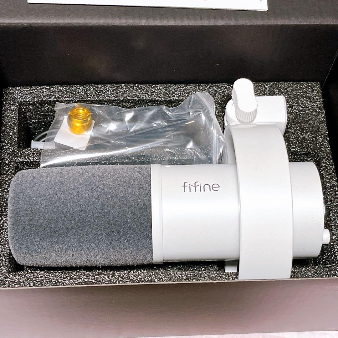 FIFINE ダイナミックポットキャストマイク USB/XLR接続可能 ホワイト