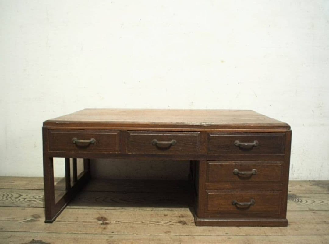 1039 ヴィンテージ　ロータイプの片袖机　文机　ローテーブル　収納棚　レトロ