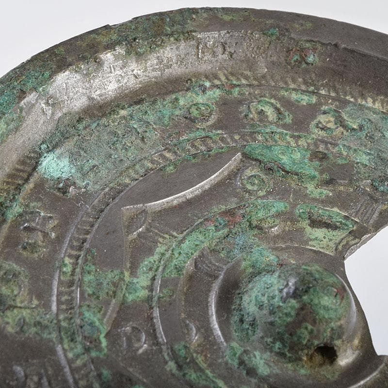 中国　古銅青銅　銅鏡　古鏡　紙鎮　文鎮　時代箱　M　R9330