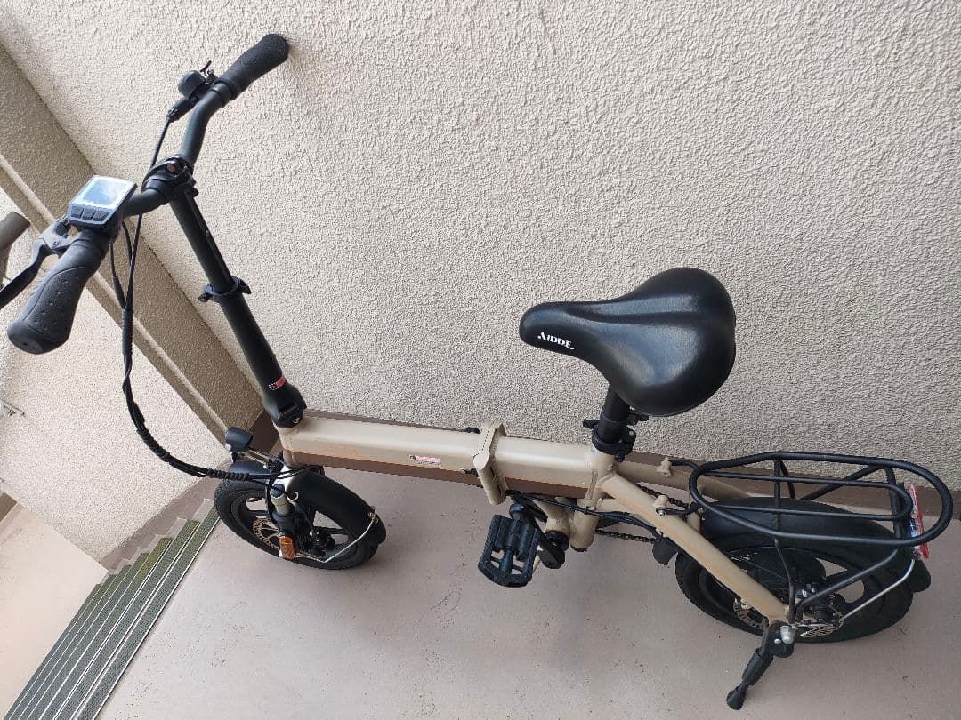 AiDDE：折畳み電動アシスト自転車_14インチ/後輪パンク/送料込/おまけ付