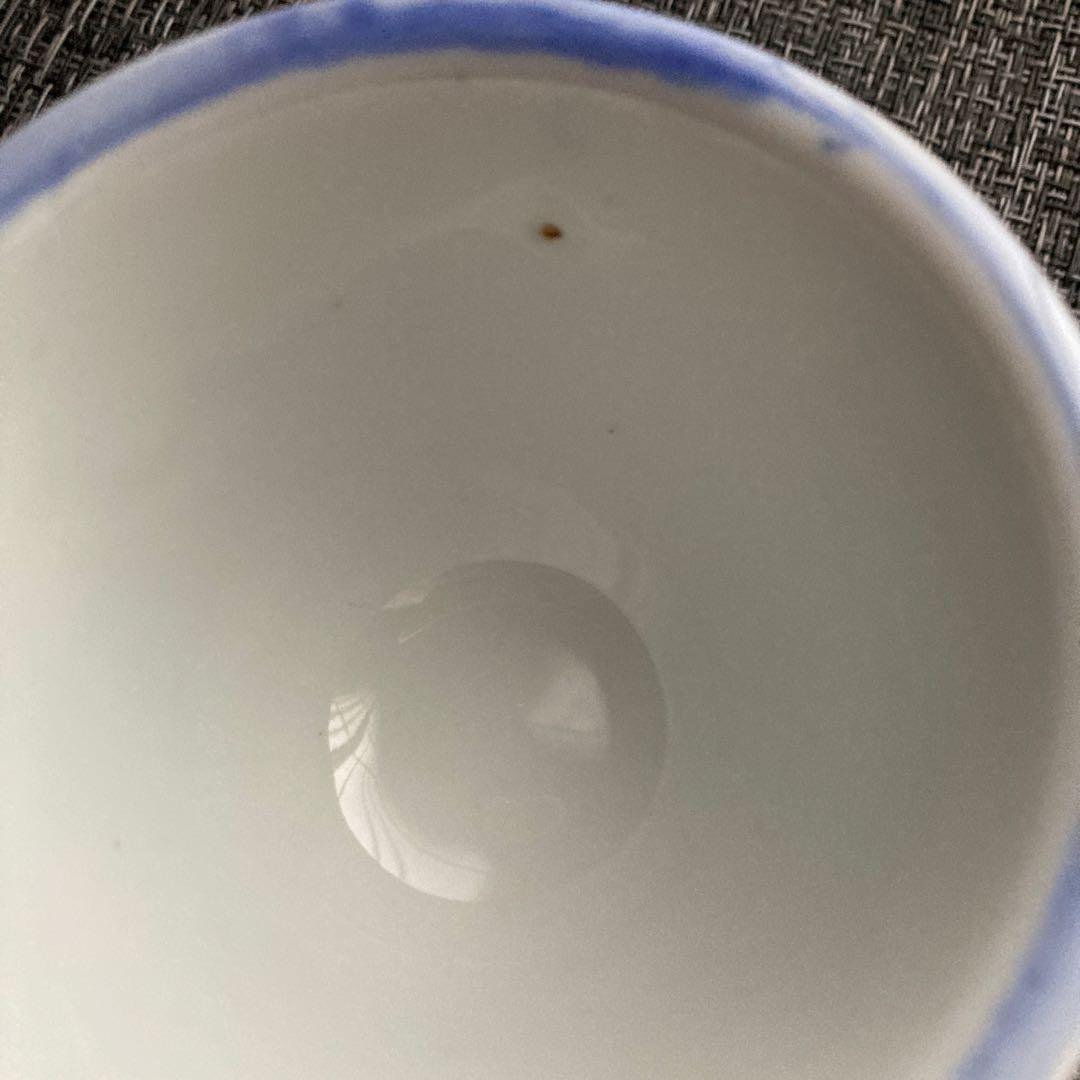 骨董　煎茶碗　手描き染付　茶器　鯉柄　湯のみ　4客セット