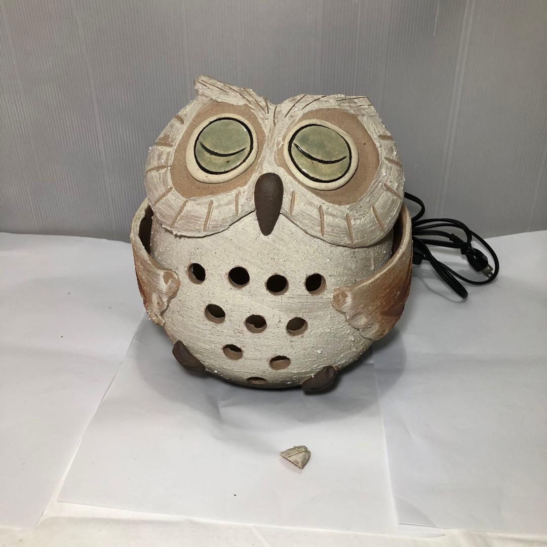 ふくろう 照明 信楽焼 明山窯 灯り