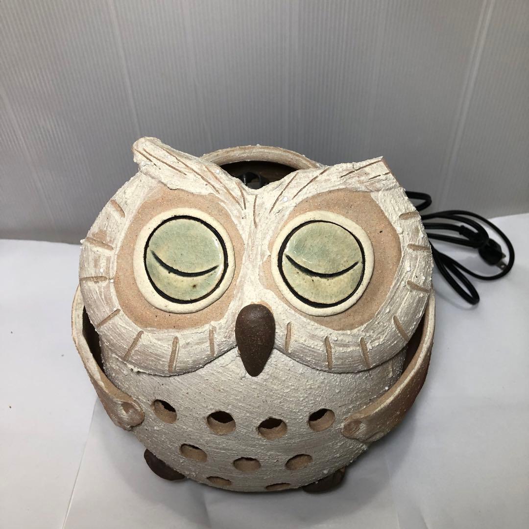 ふくろう 照明 信楽焼 明山窯 灯り