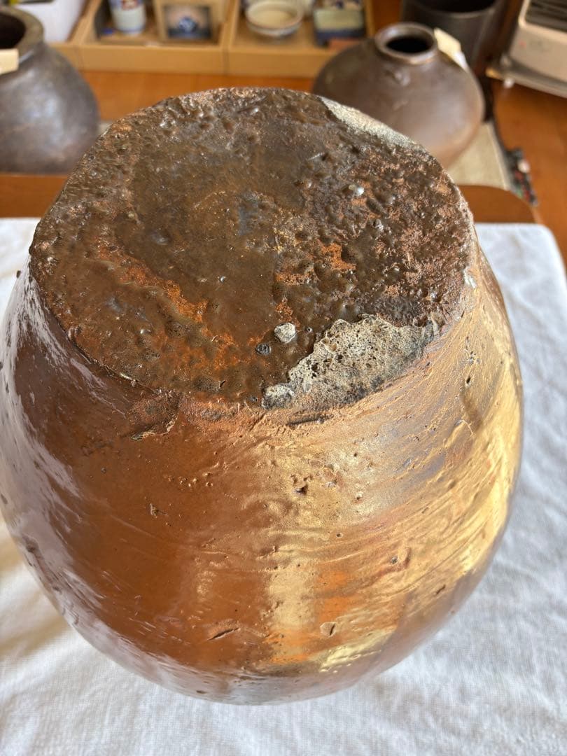 備前焼　三耳壷　古美術　花器 置き飾り