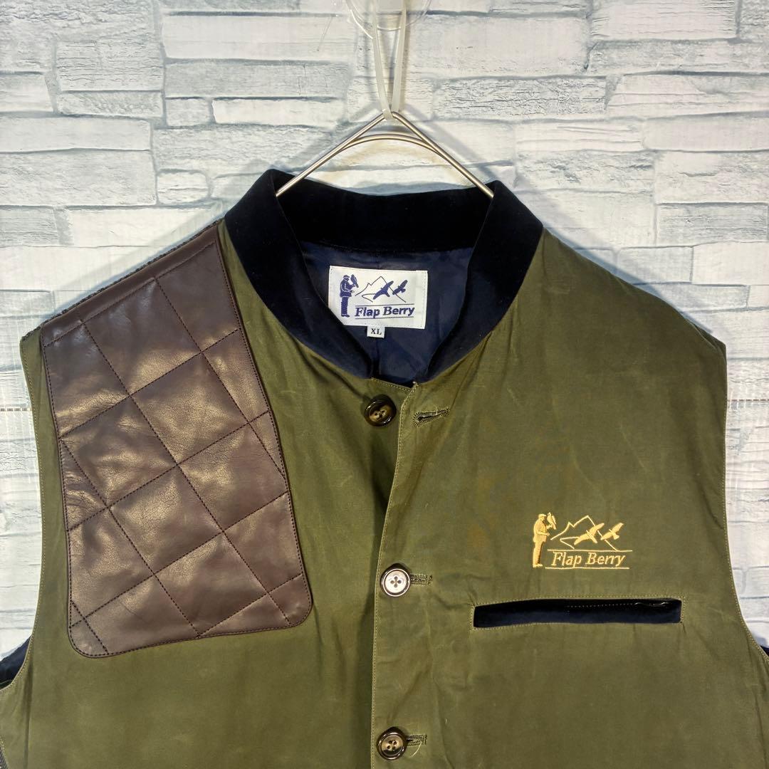 【ヴィンテージ】フラップベリーハンティングベストXL レザー多機能ポケット