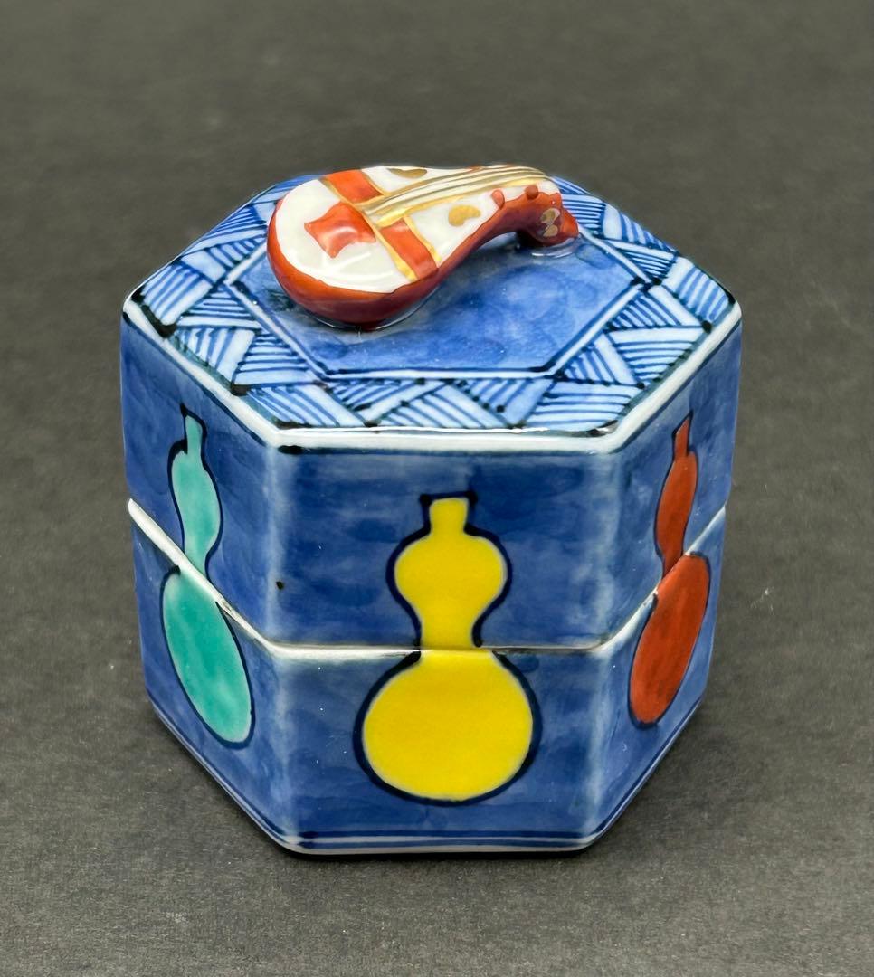 陶器　京焼　高野　昭阿弥　茶道具　香合　瓢箪　琵琶