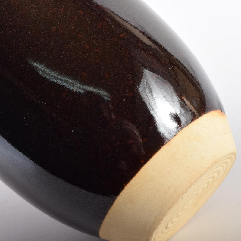 茶道具　高取焼　清水茂生造　文琳茶入　仕覆付　共箱　V　7006