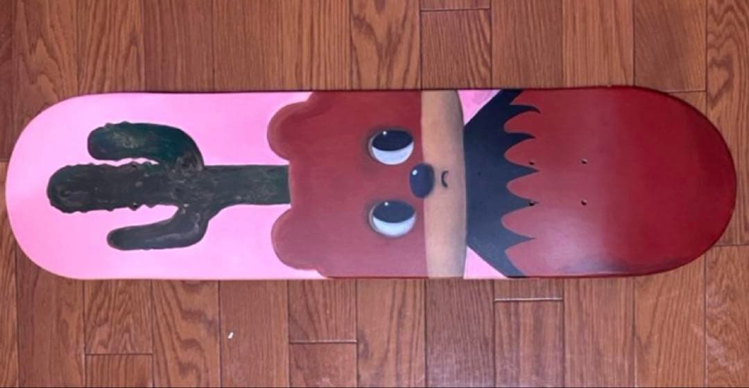 牧田純　原画　スケートボードにアクリル　砂漠で待ってる