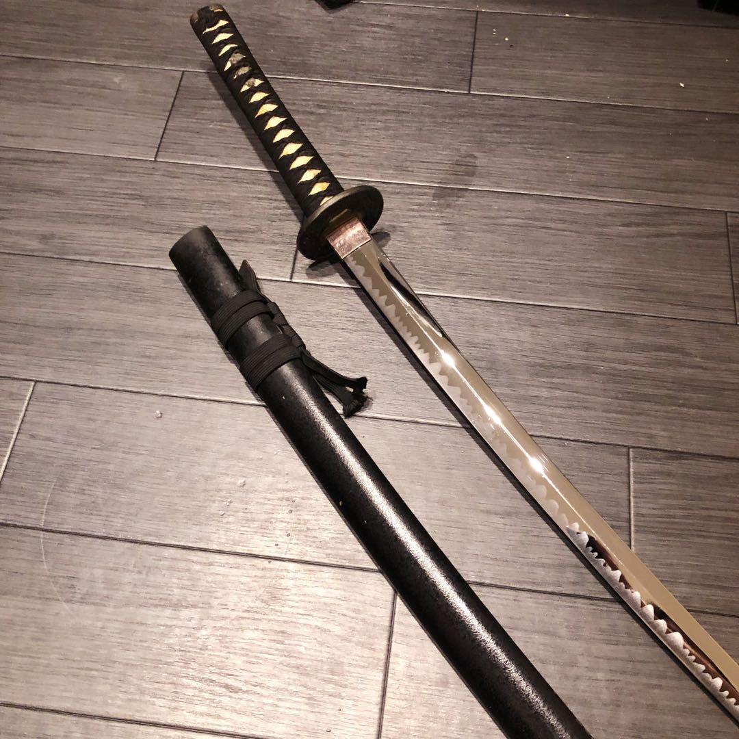 高級模造刀　居合刀　 美術刀剣　太刀　脇差　大小セット　2本セット　茶白拵え
